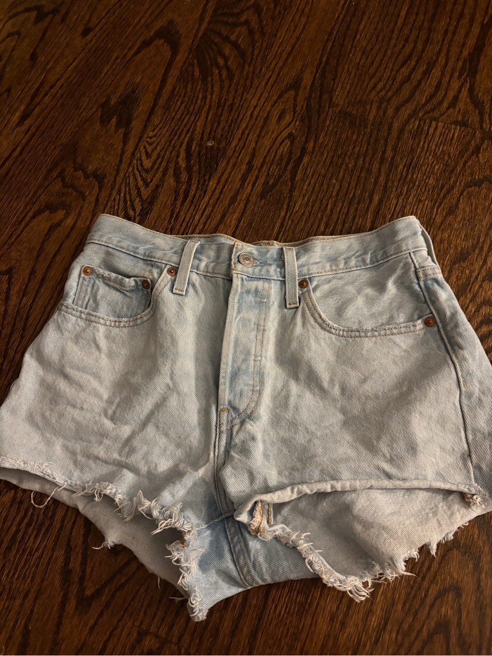 Levi's Light Blue Cutoff Denim Shorts with Frayed Hem